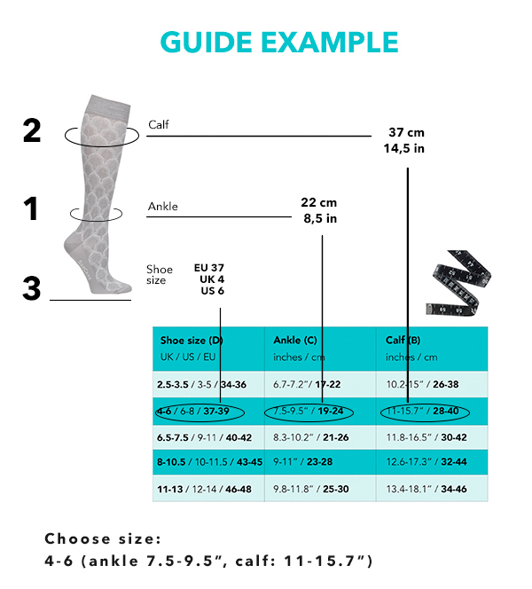 compression sock Size guide